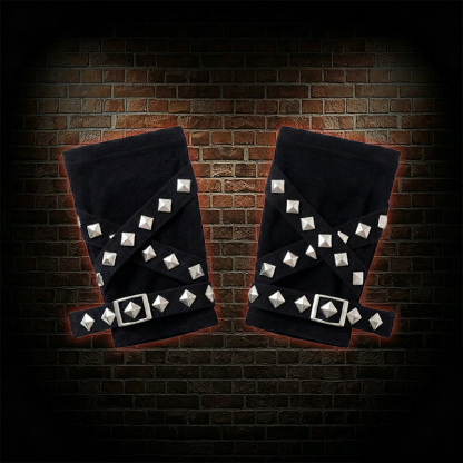 Studded Strappy Fingerless Gloves