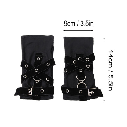 Metal Ring Strappy Fingerless Gloves