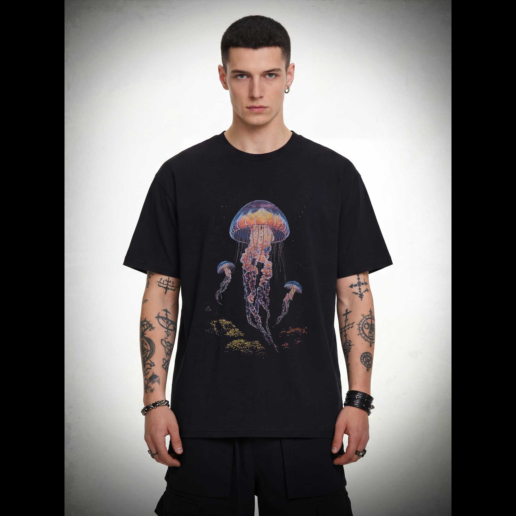 Vintage Jellyfish Dark Ocean Grunge T-shirt