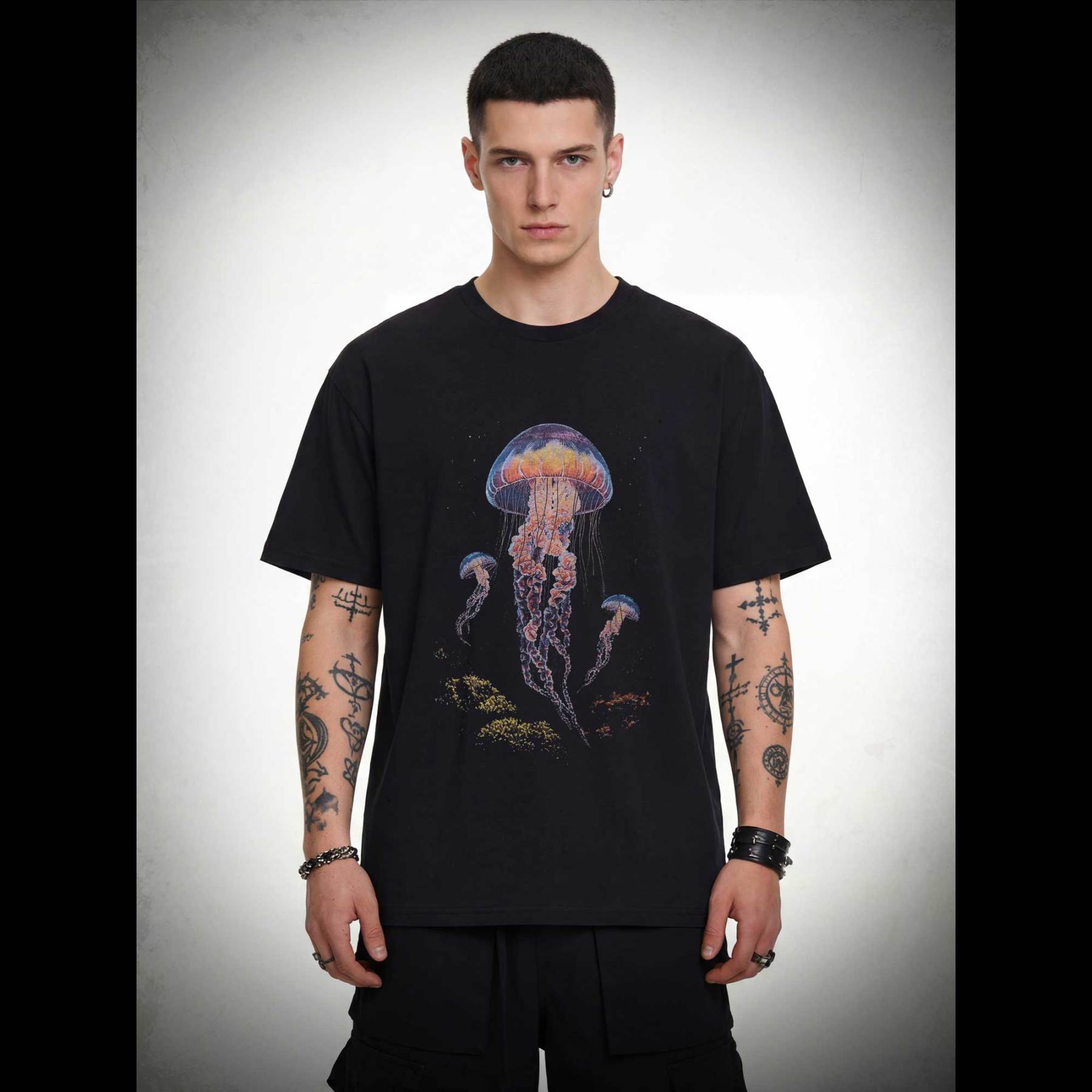 Vintage Jellyfish Dark Ocean Grunge T-shirt