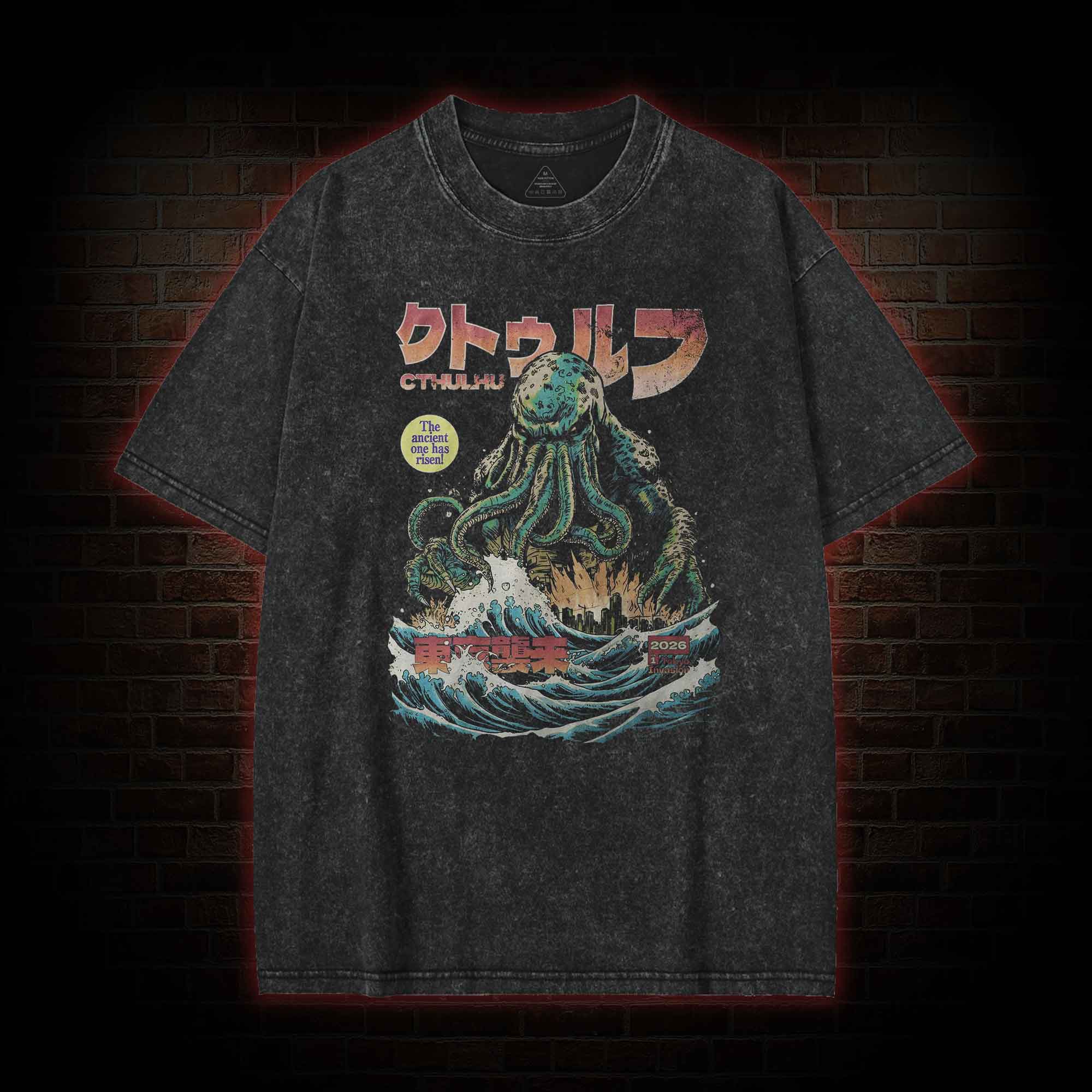 Cthulhu Tokyo Invasion Washed T-shirt