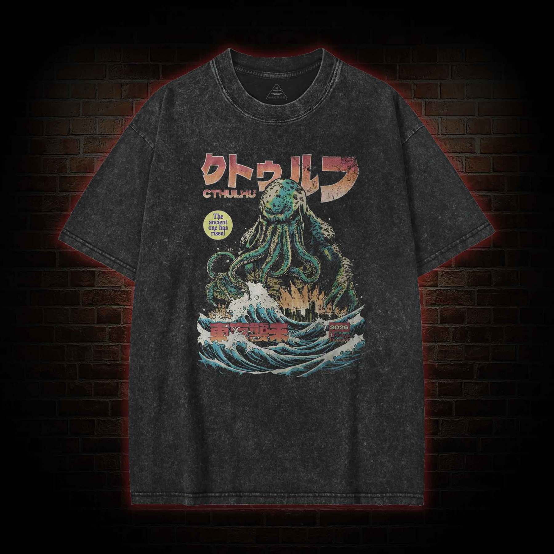Cthulhu Tokyo Invasion Washed T-shirt
