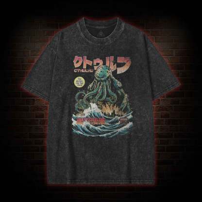 Cthulhu Tokyo Invasion Washed T-shirt
