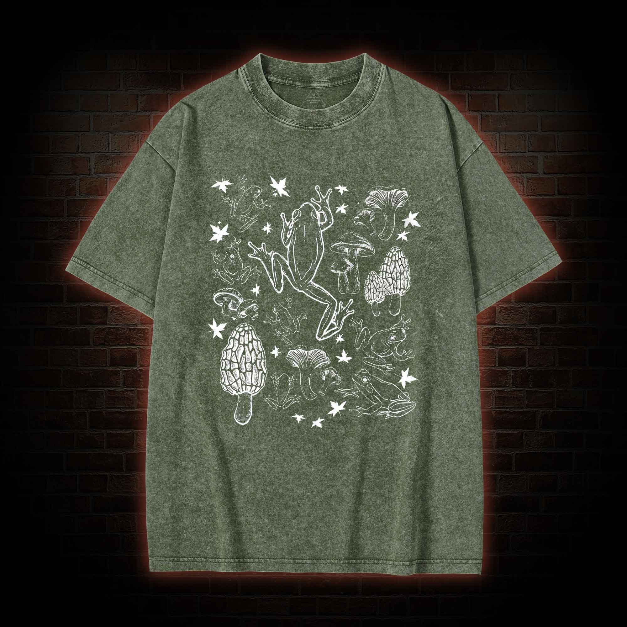 Frogs and Mushrooms Vintage Washed T-shirt