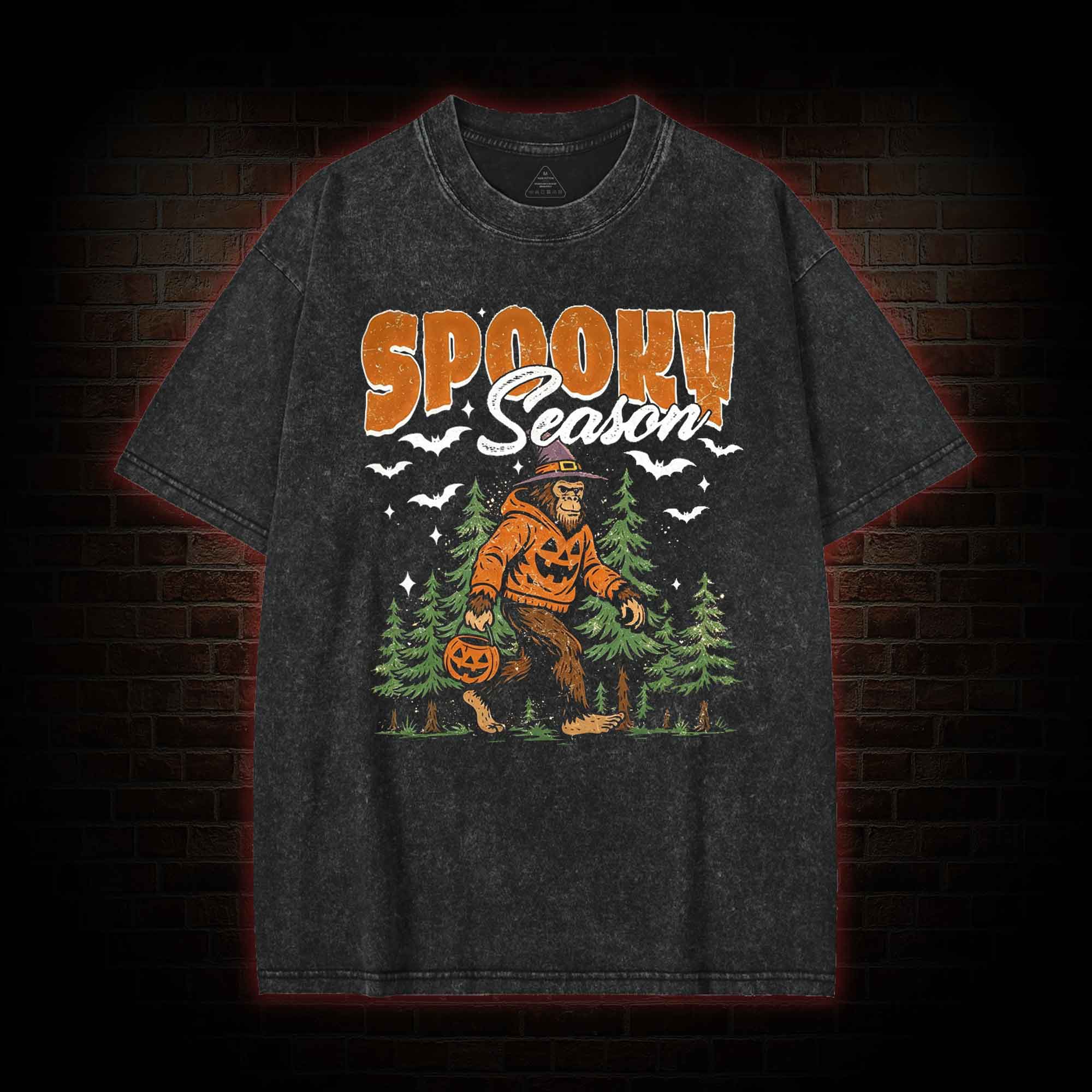 Halloween Retro Spooky Season Washed T-shirt