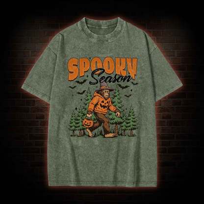Halloween Retro Spooky Season Washed T-shirt