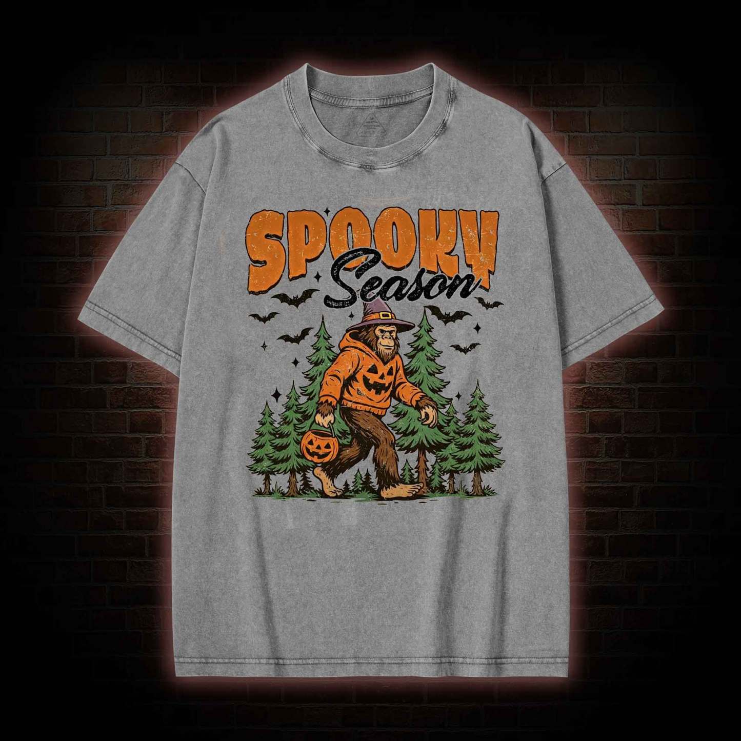 Halloween Retro Spooky Season Washed T-shirt