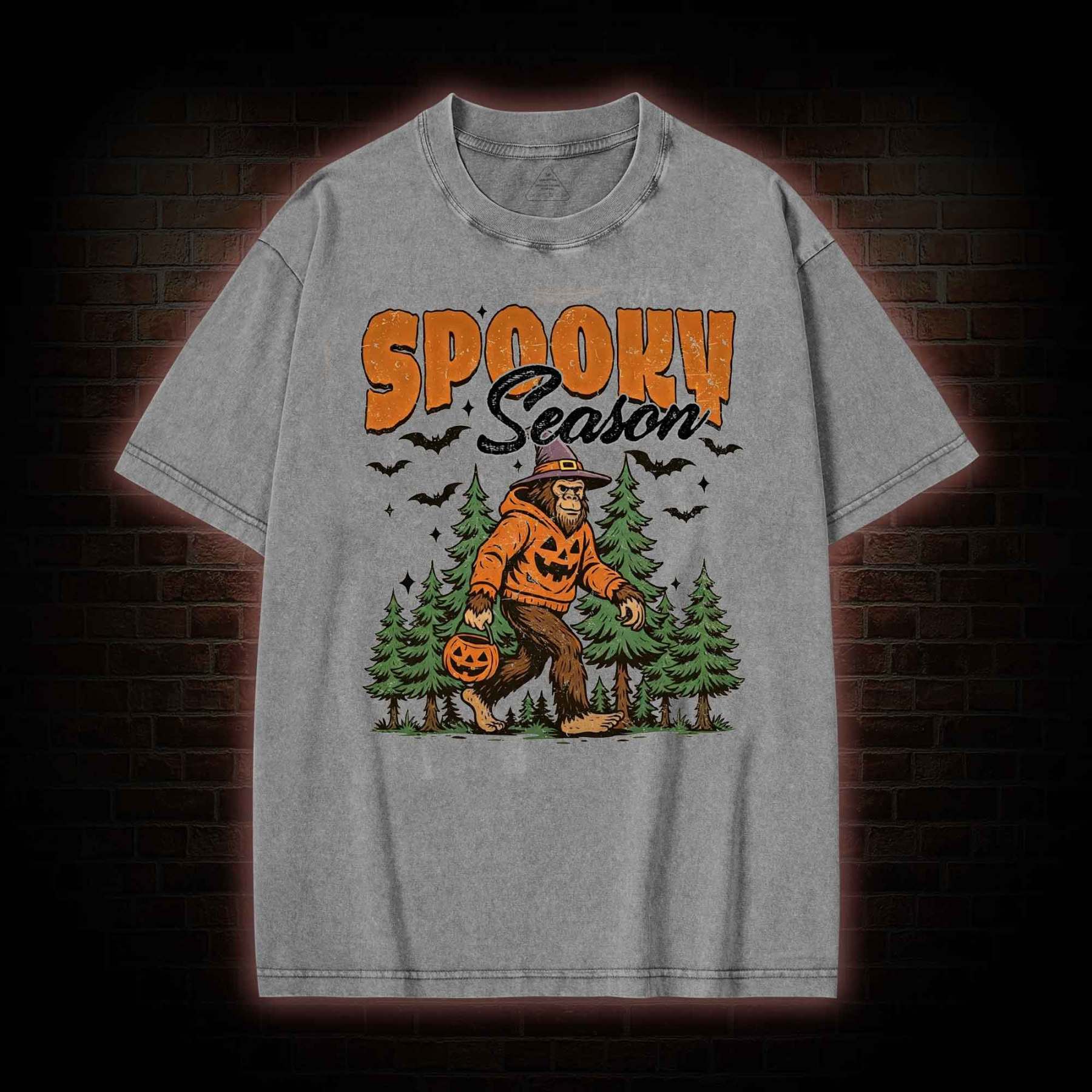 Halloween Retro Spooky Season Washed T-shirt