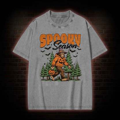 Halloween Retro Spooky Season Washed T-shirt