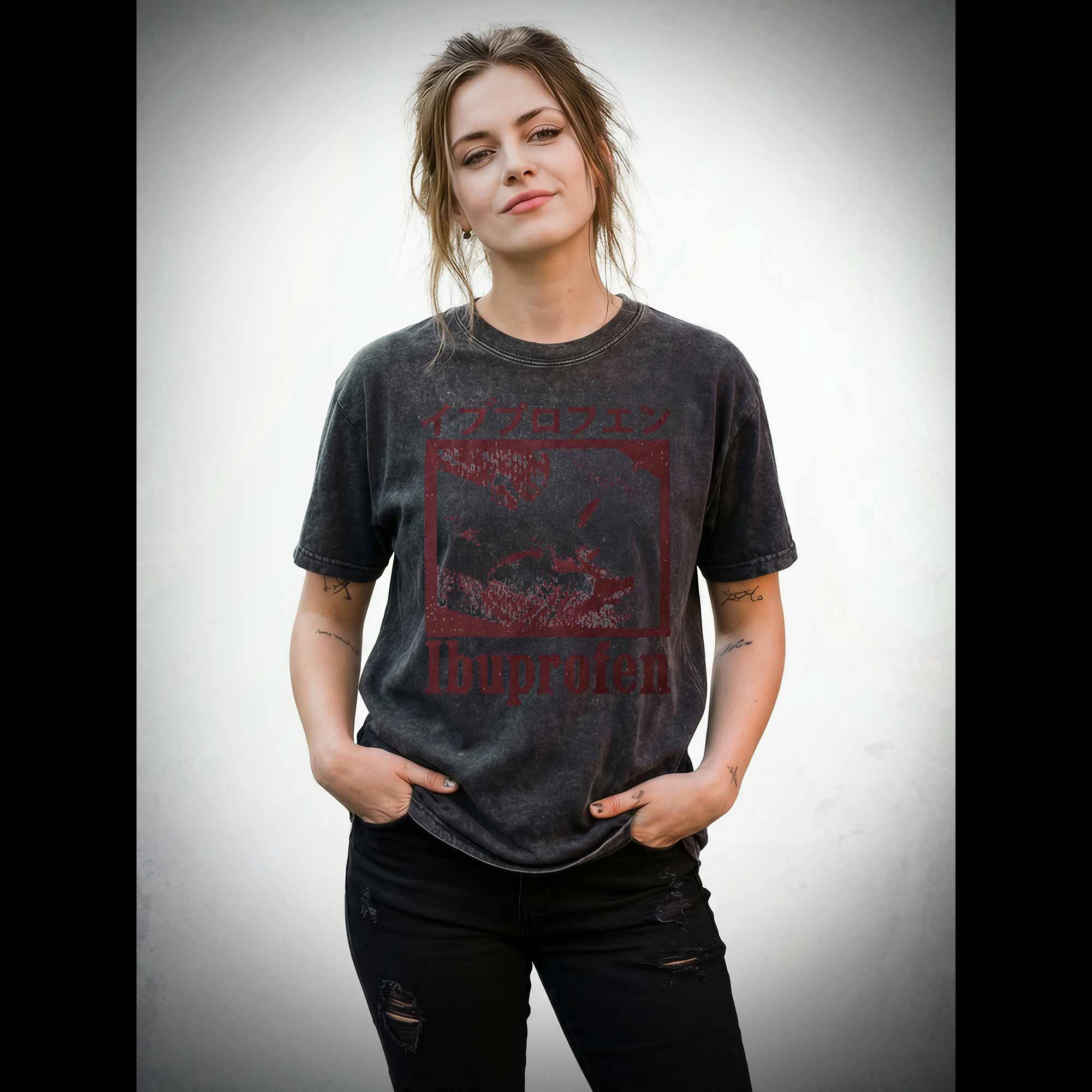 Ibuprofen Cat Meme Washed T-shirt