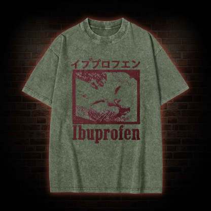 Ibuprofen Cat Meme Washed T-shirt