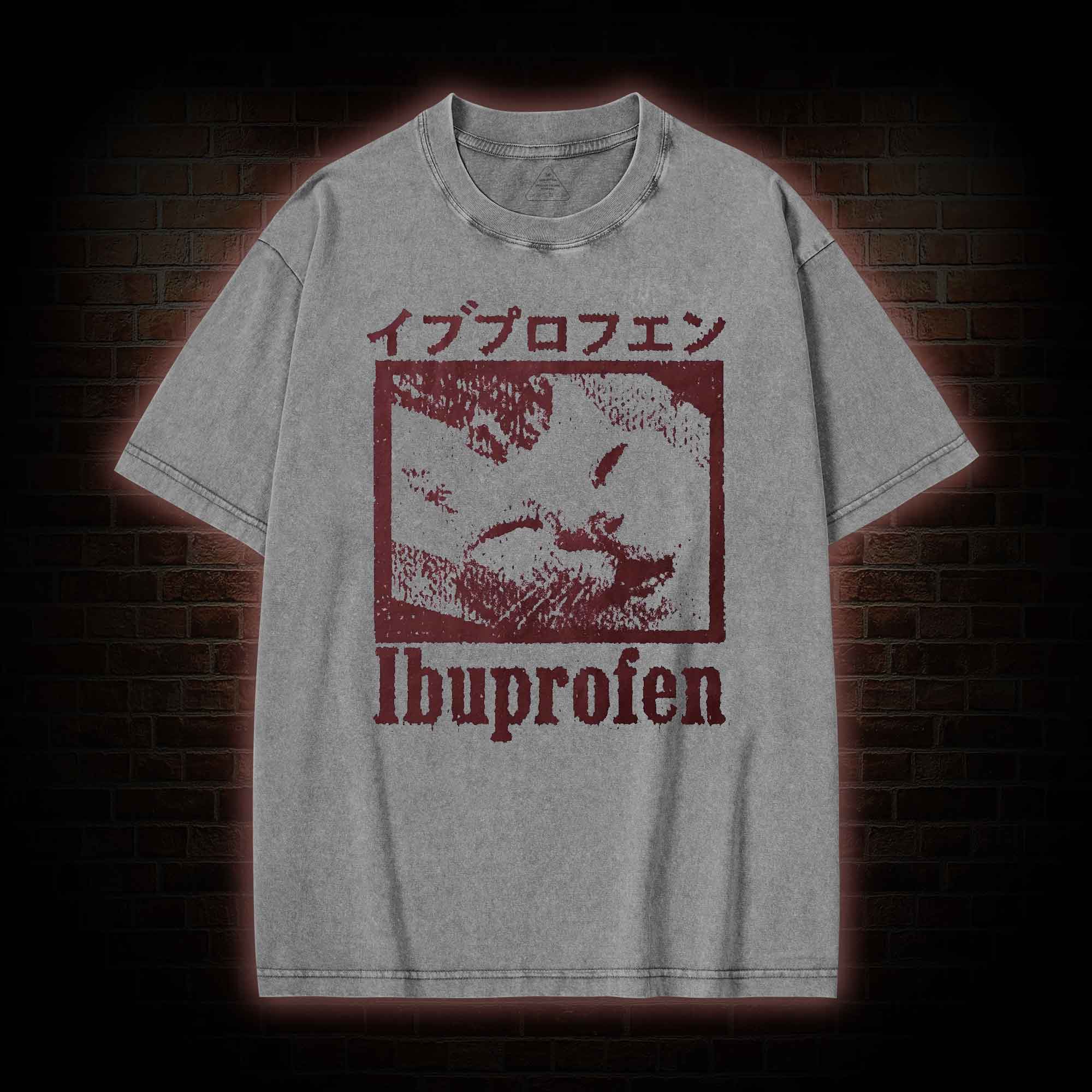 Ibuprofen Cat Meme Washed T-shirt