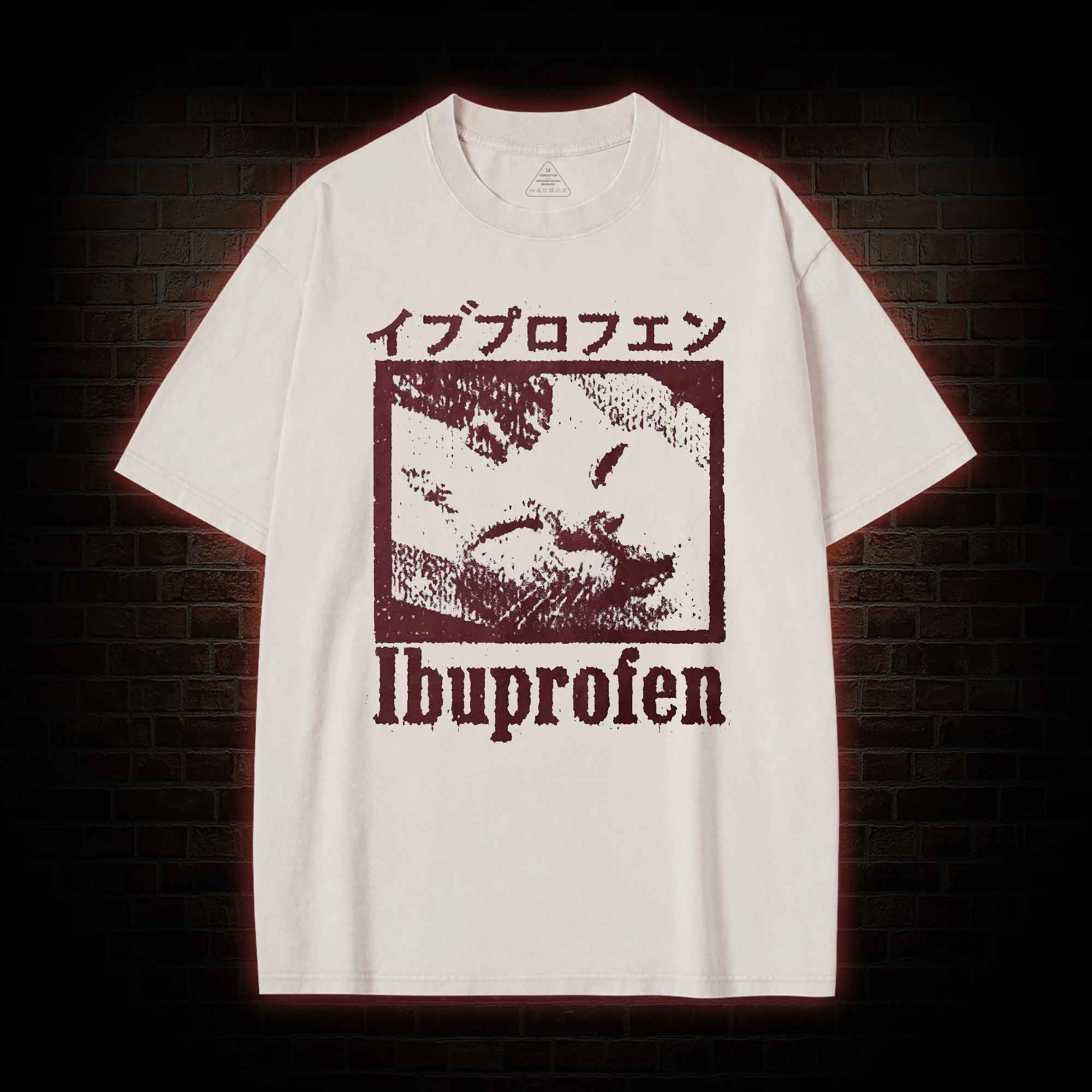 Ibuprofen Cat Meme Washed T-shirt
