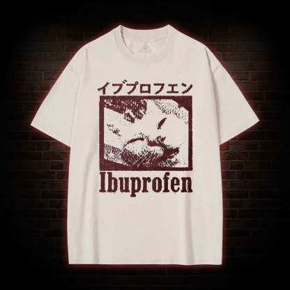Ibuprofen Cat Meme Washed T-shirt