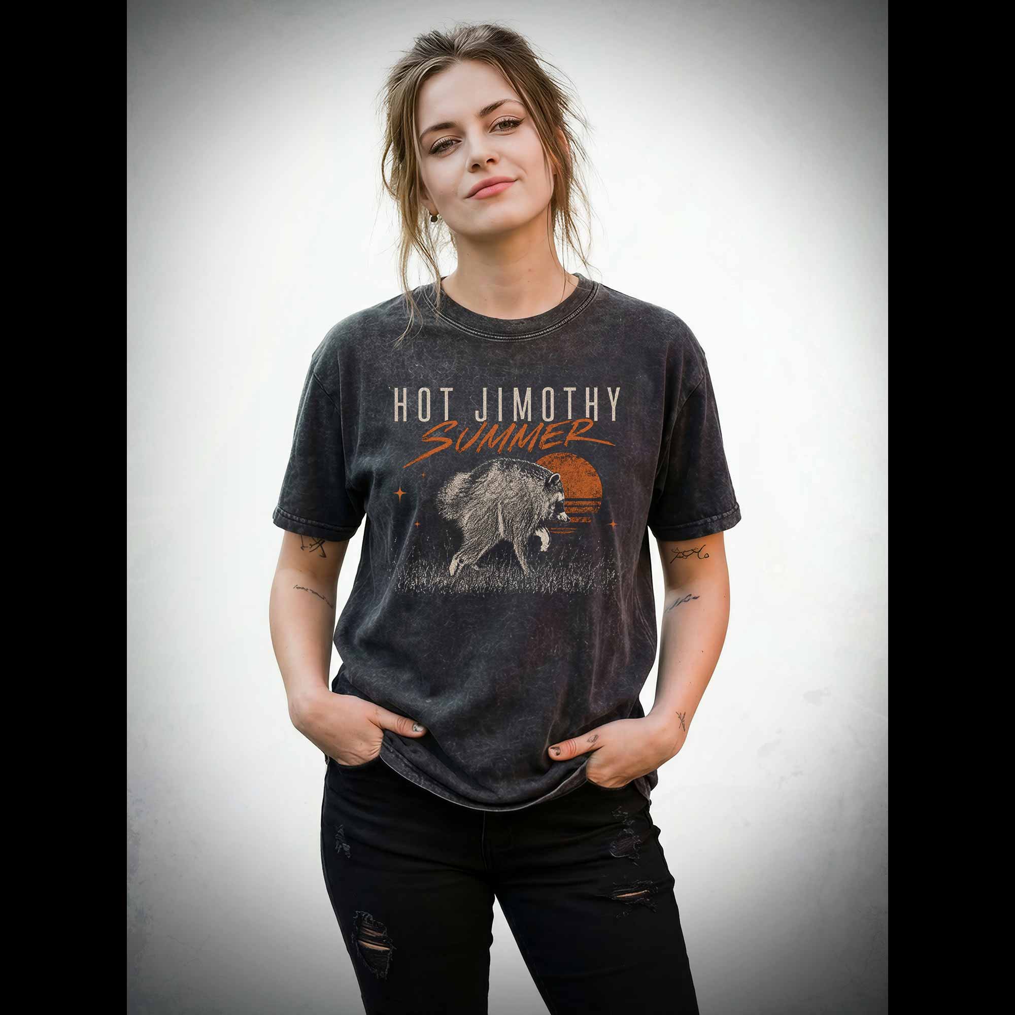 Jimothy Summer Raccoon Meme Washed T-shirt