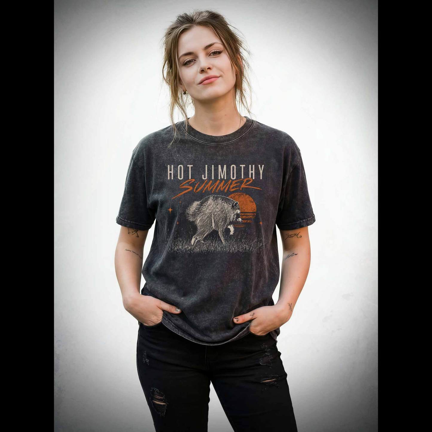 Jimothy Summer Raccoon Meme Washed T-shirt