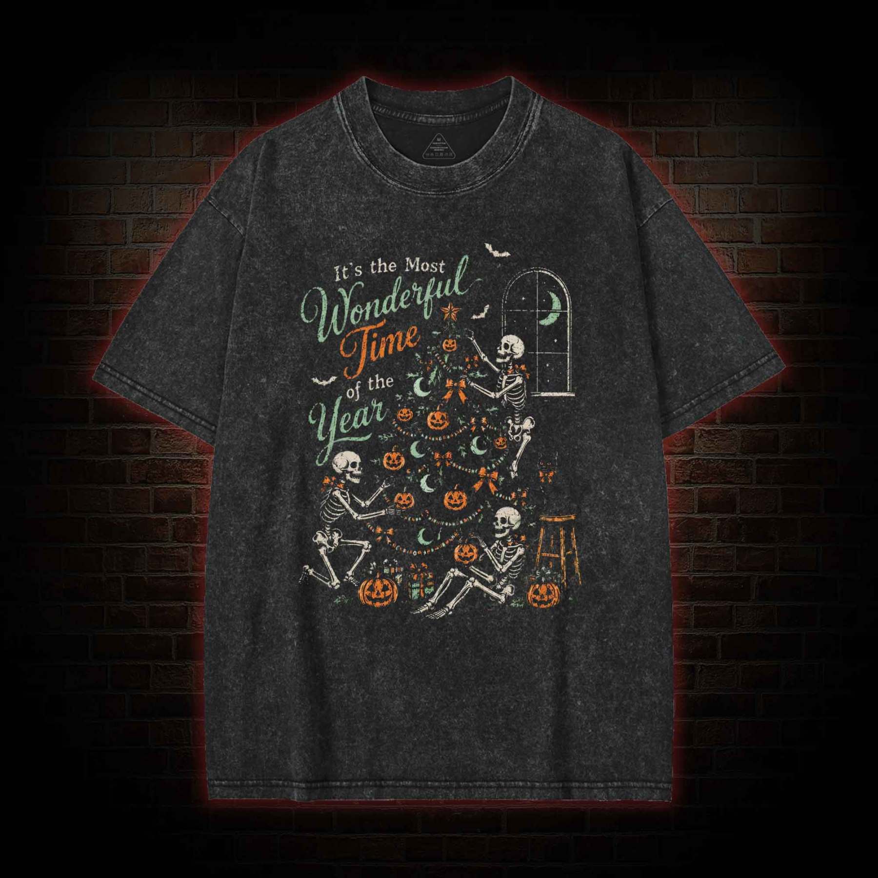 Skeleton Halloween Washed T-shirt