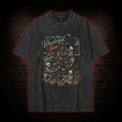 Skeleton Halloween Washed T-shirt