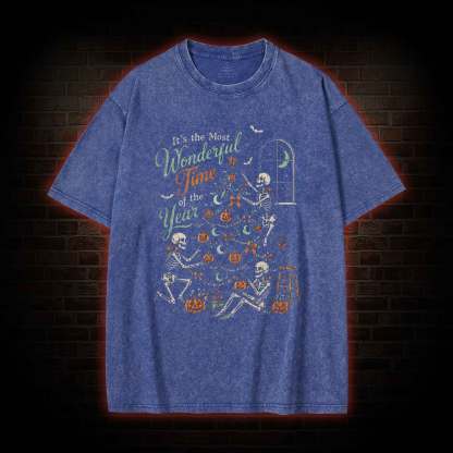 Skeleton Halloween Washed T-shirt