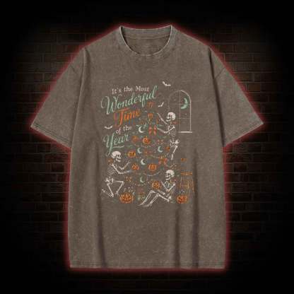 Skeleton Halloween Washed T-shirt
