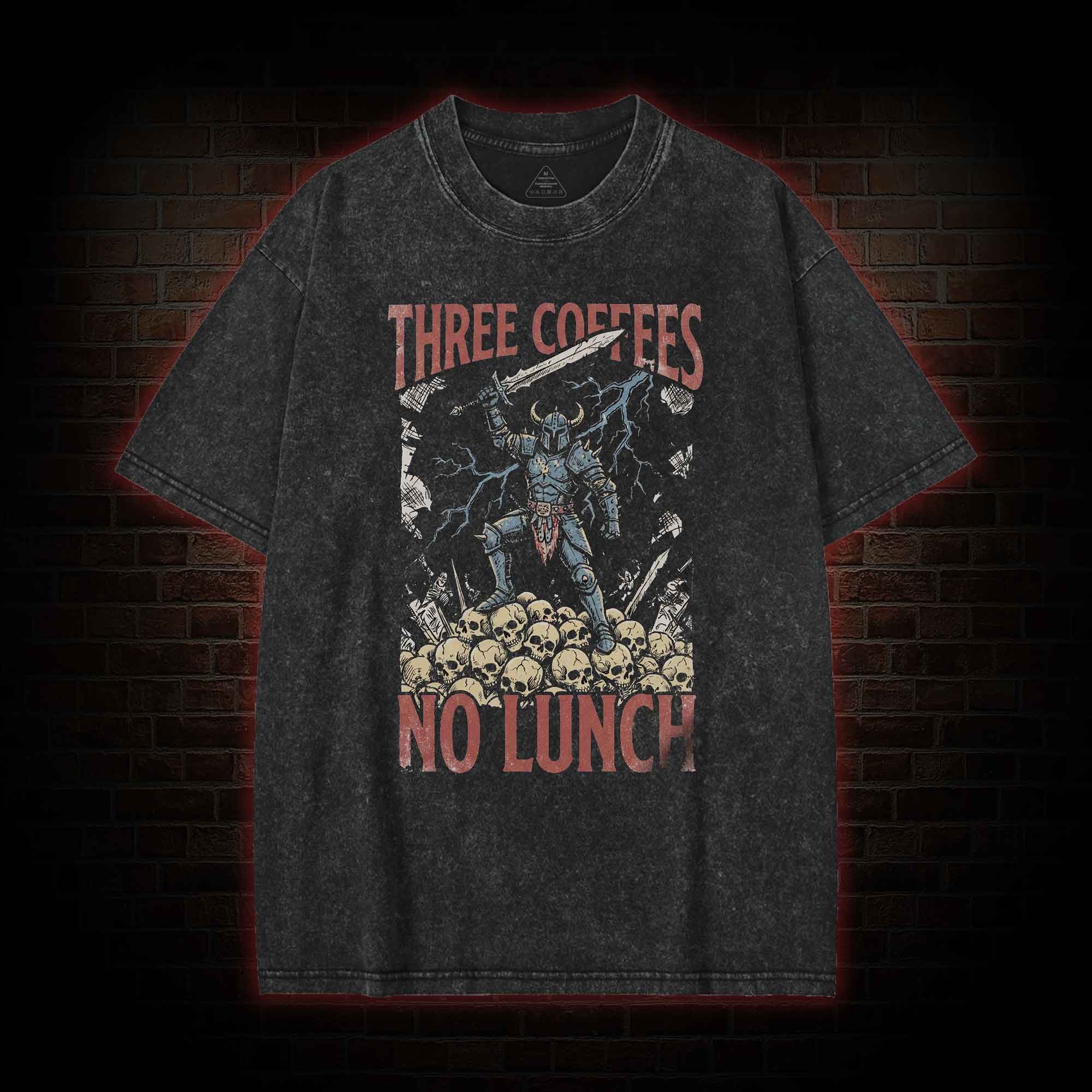 Three Coffees No Lunch Washed T-shirt