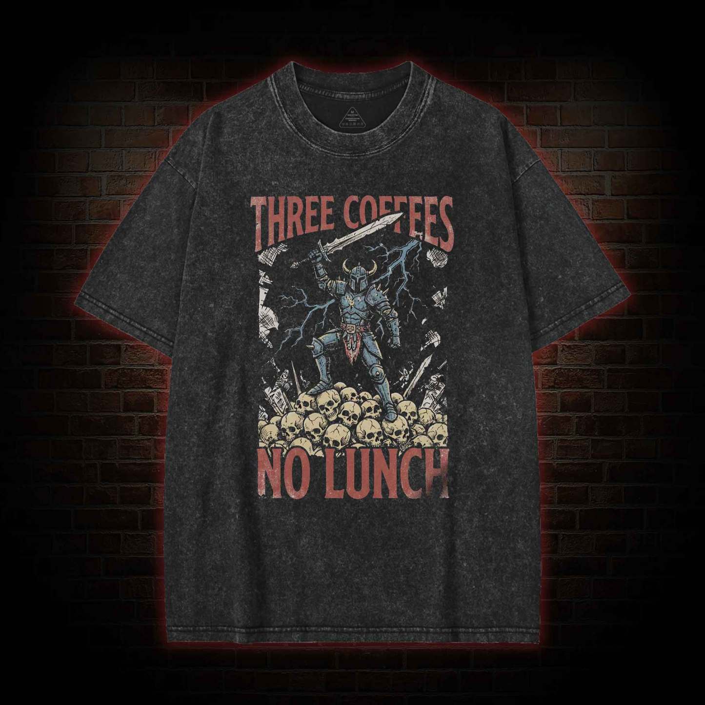 Three Coffees No Lunch Washed T-shirt