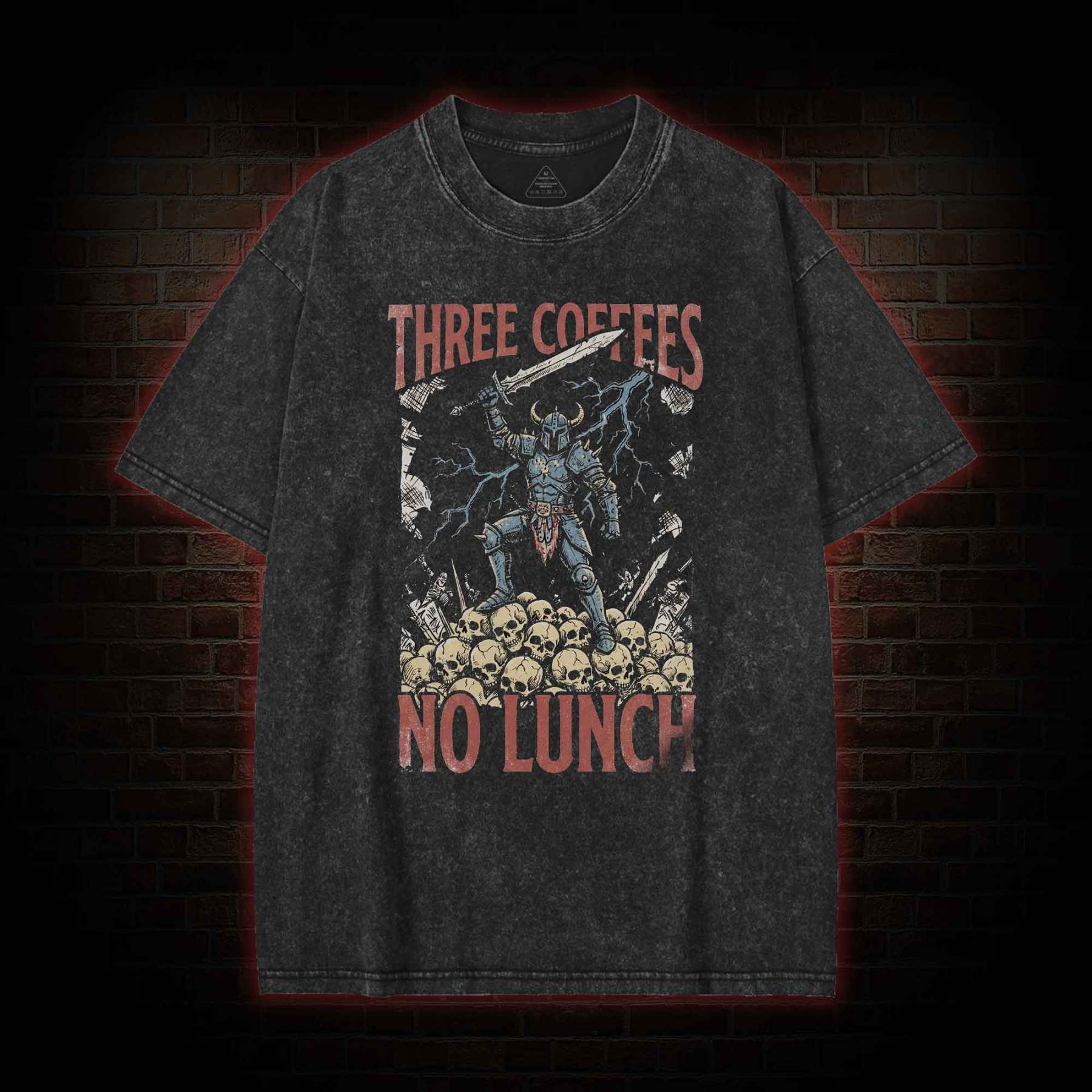 Three Coffees No Lunch Washed T-shirt