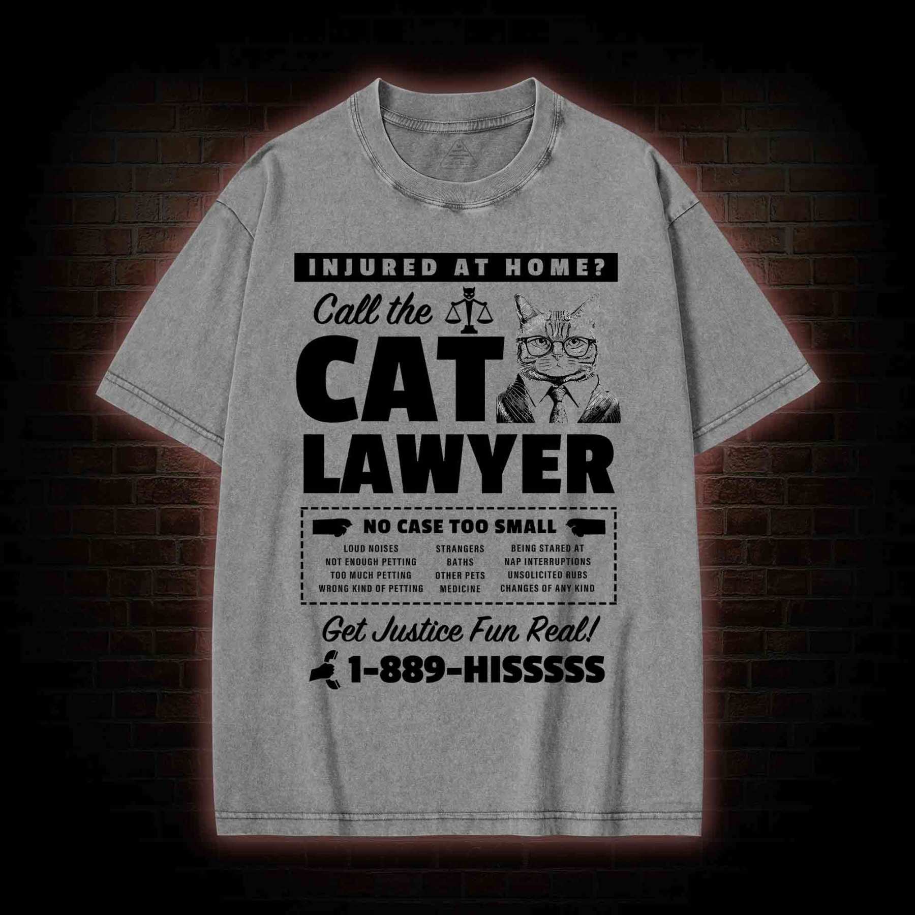 Call The Cat Lawyer Washed T-shirt