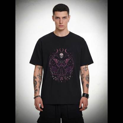 Floral Goth Moth T-shirt