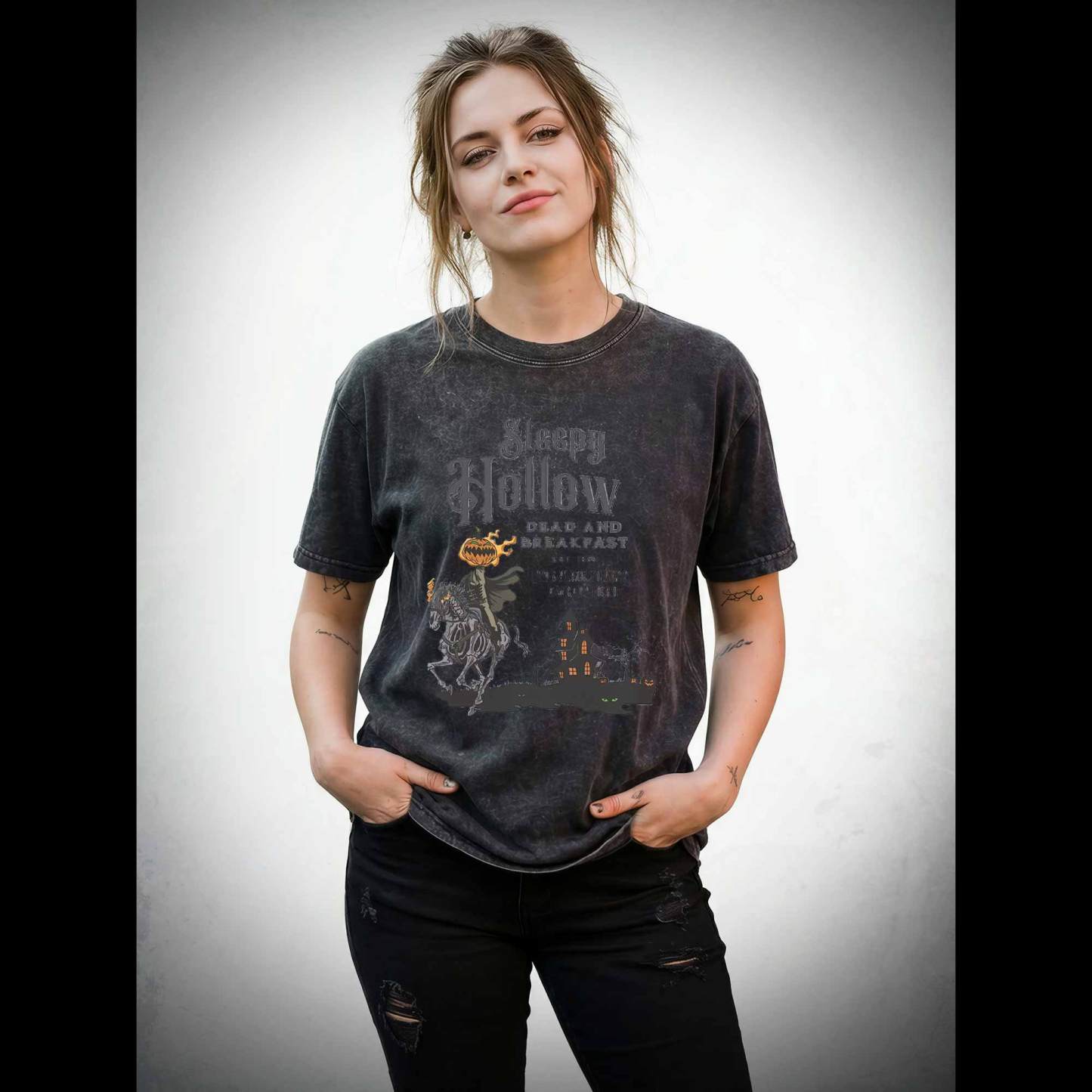 Vintage Halloween Scary Washed T-shirt