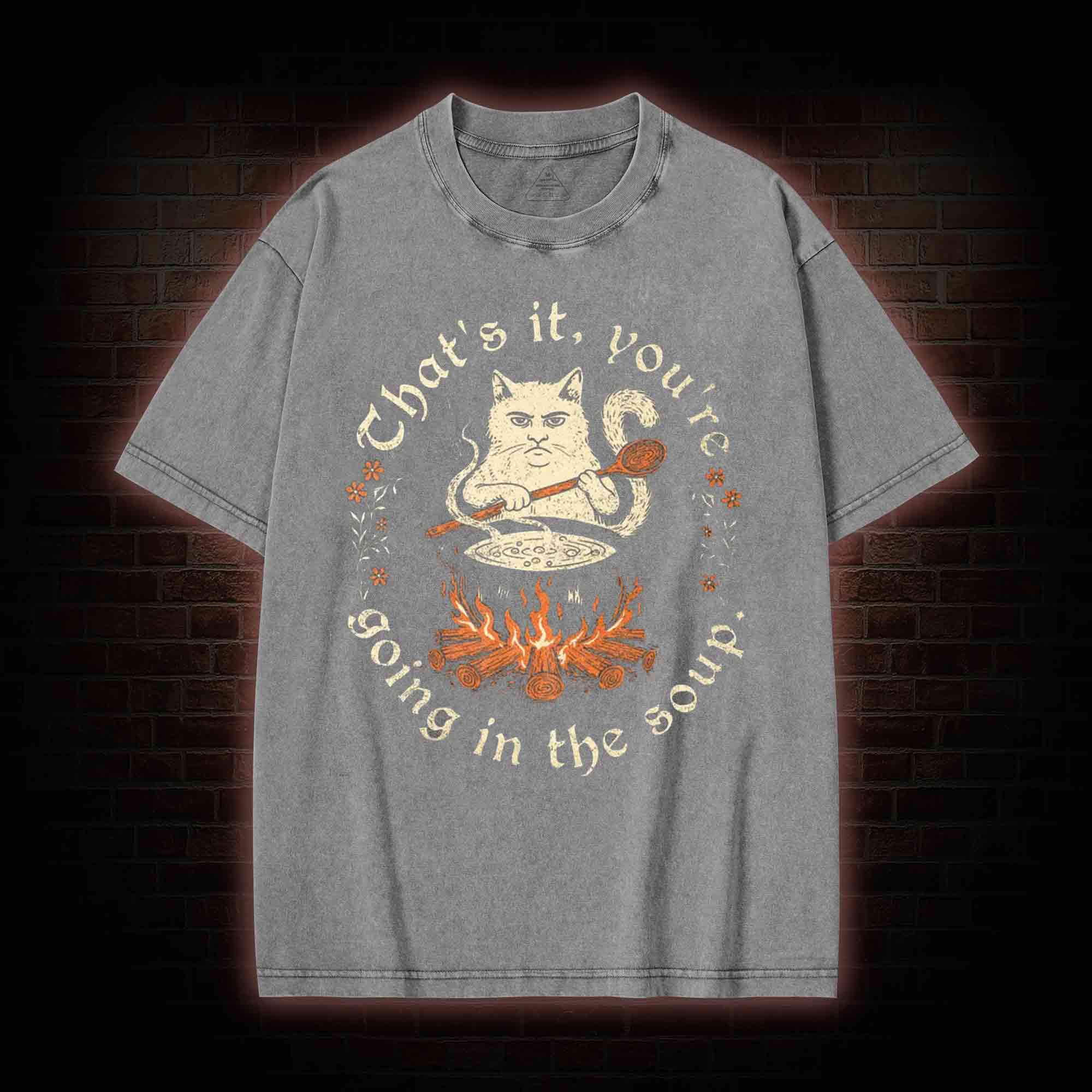Weird Medieval Cat Washed T-shirt