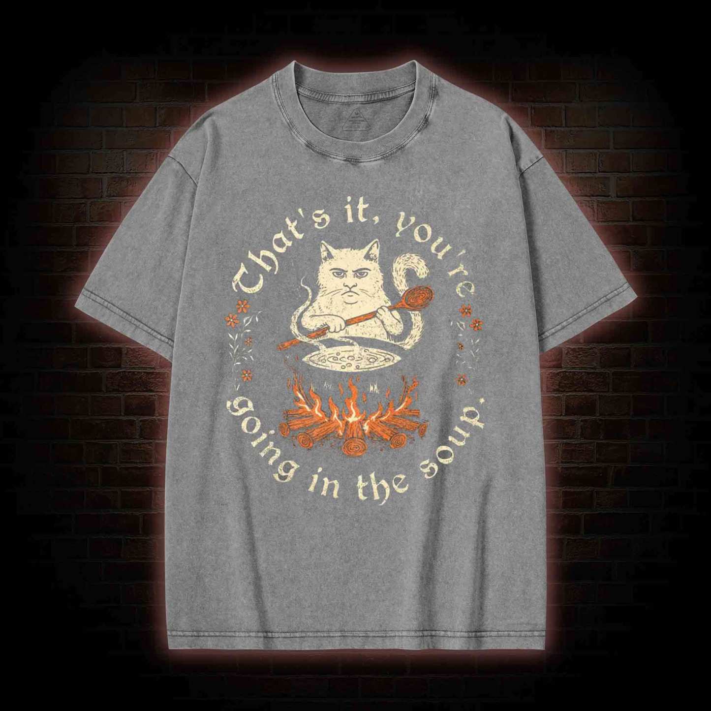 Weird Medieval Cat Washed T-shirt