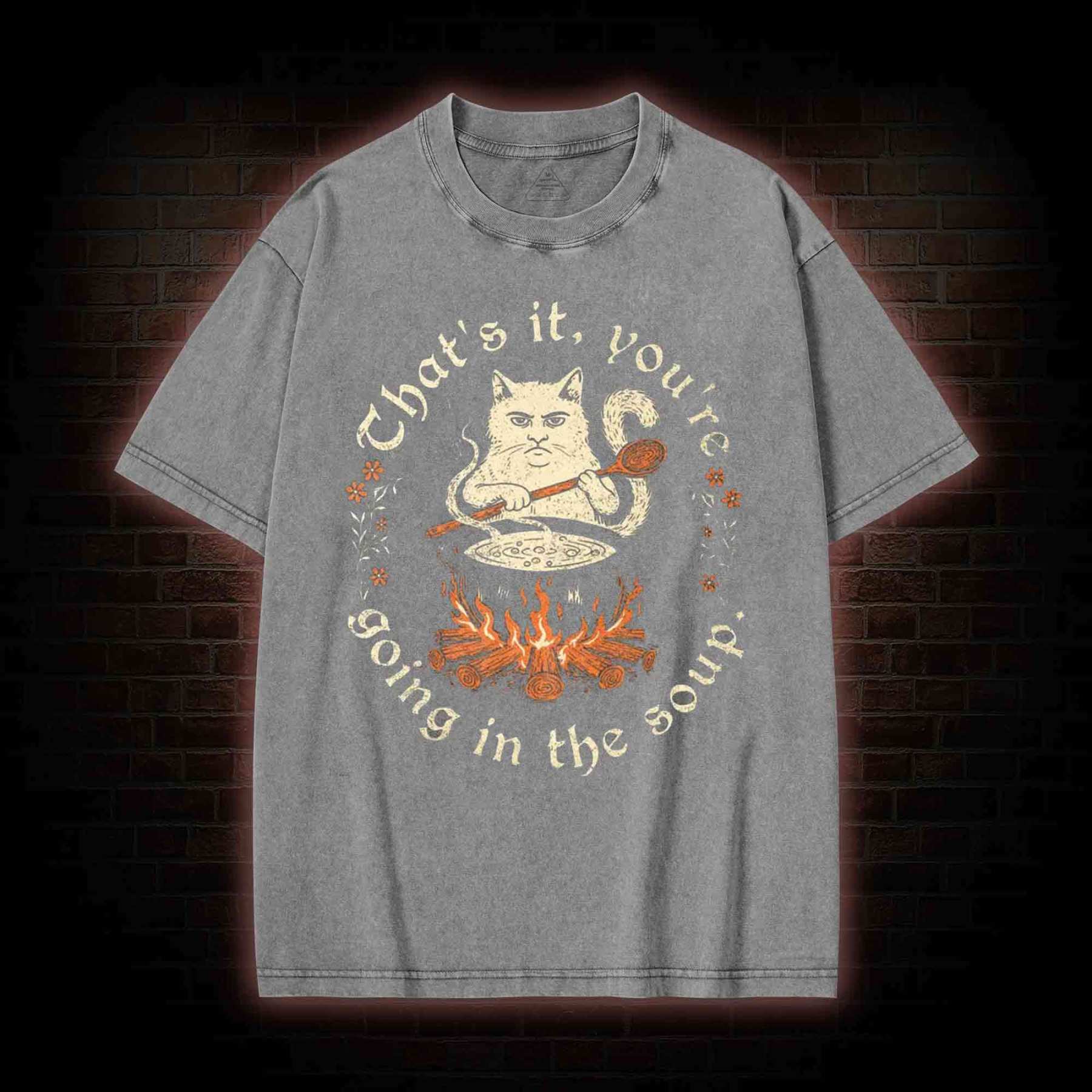 Weird Medieval Cat Washed T-shirt