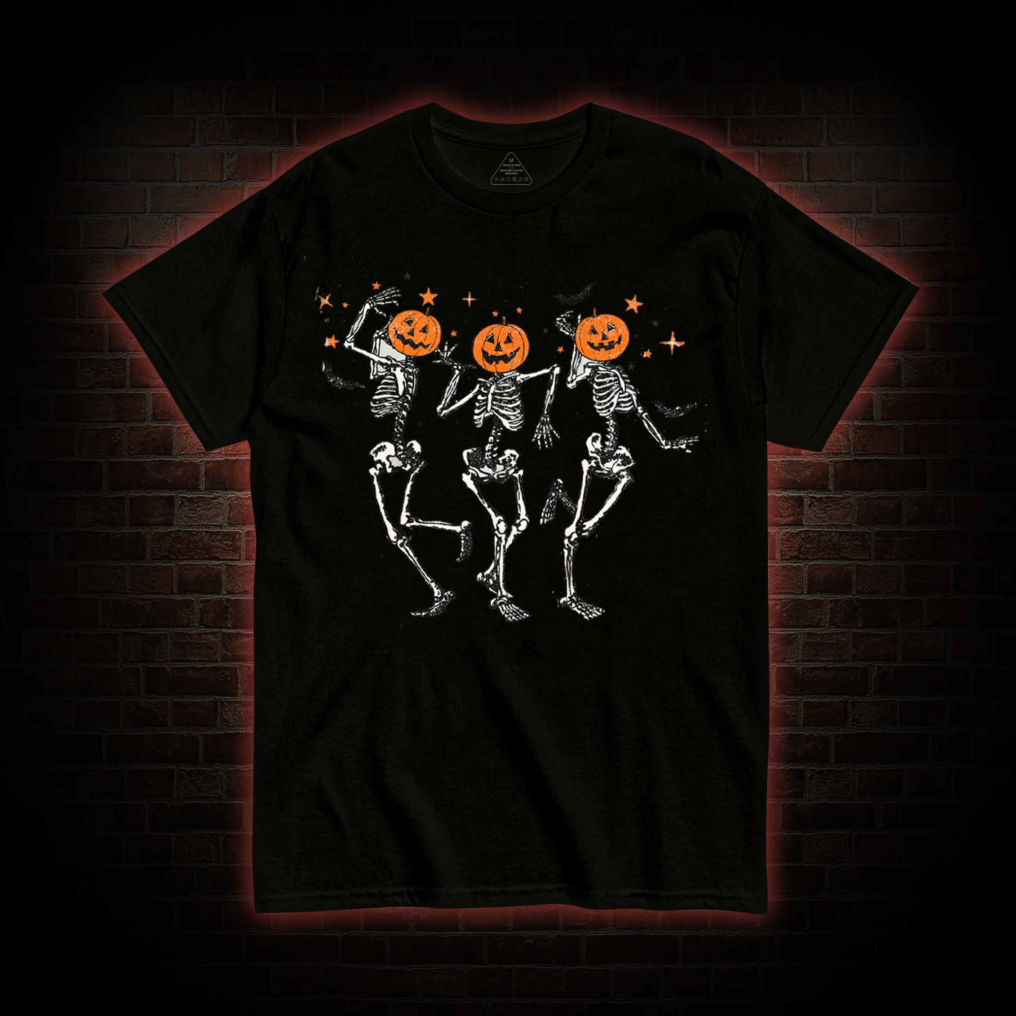 Dancing Skeletons Pumpkin Halloween T-shirt