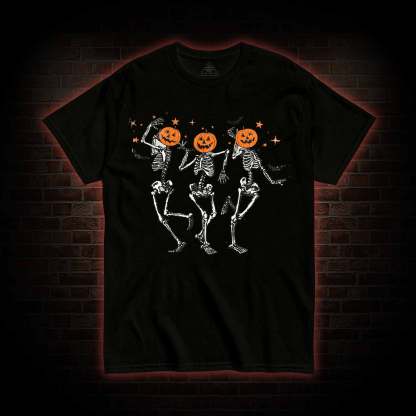 Dancing Skeletons Pumpkin Halloween T-shirt