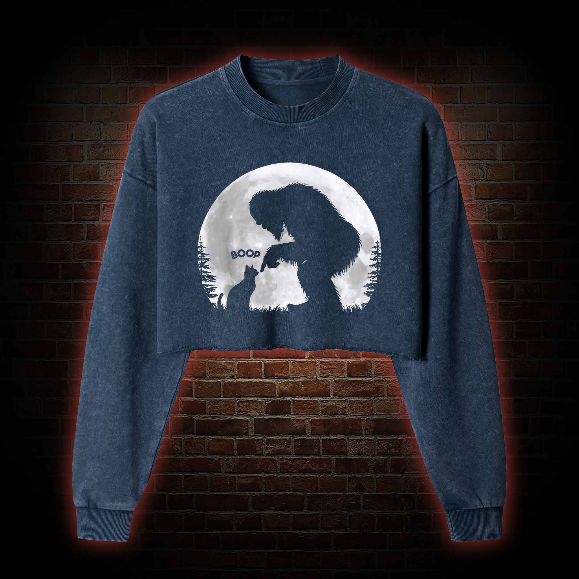 Hand Boop Nose Washed Cropped Sweatshirts