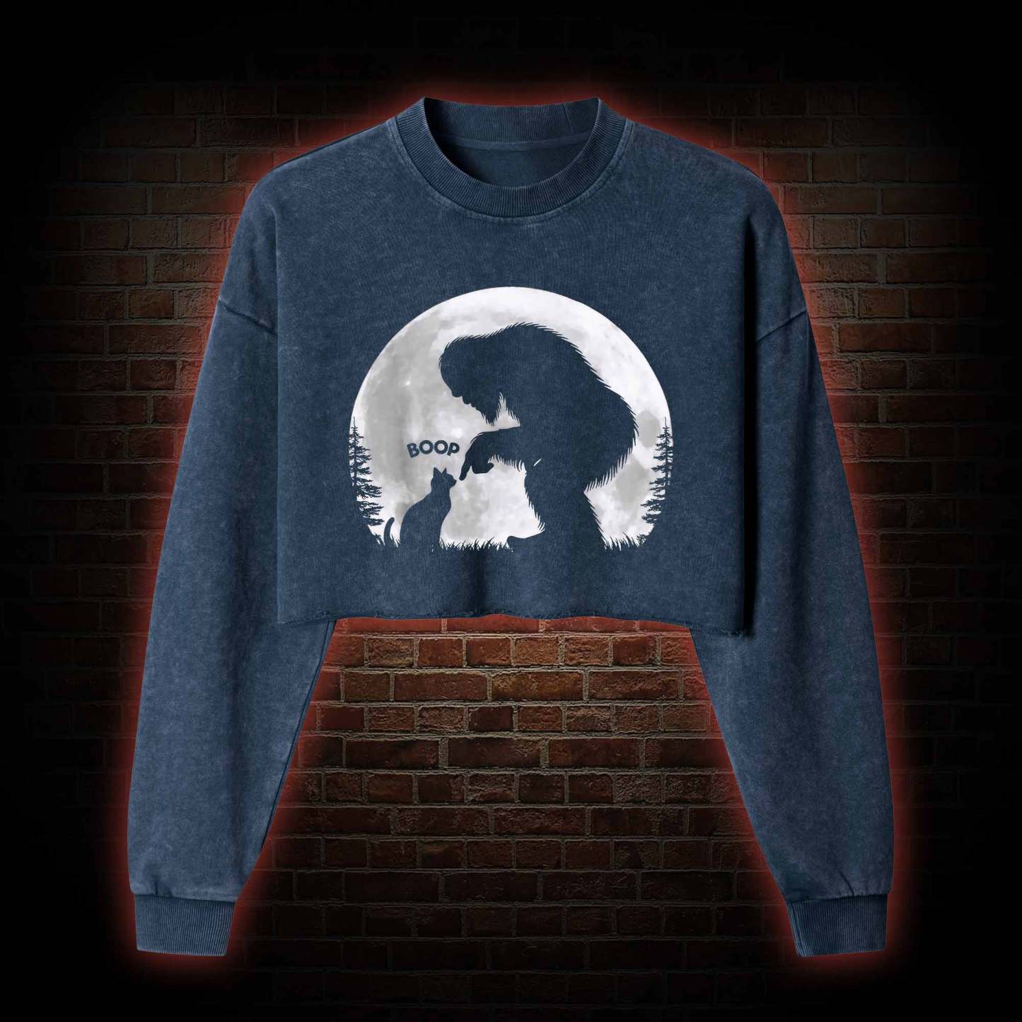 Hand Boop Nose Washed Cropped Sweatshirts