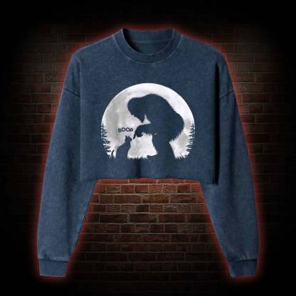 Hand Boop Nose Washed Cropped Sweatshirts