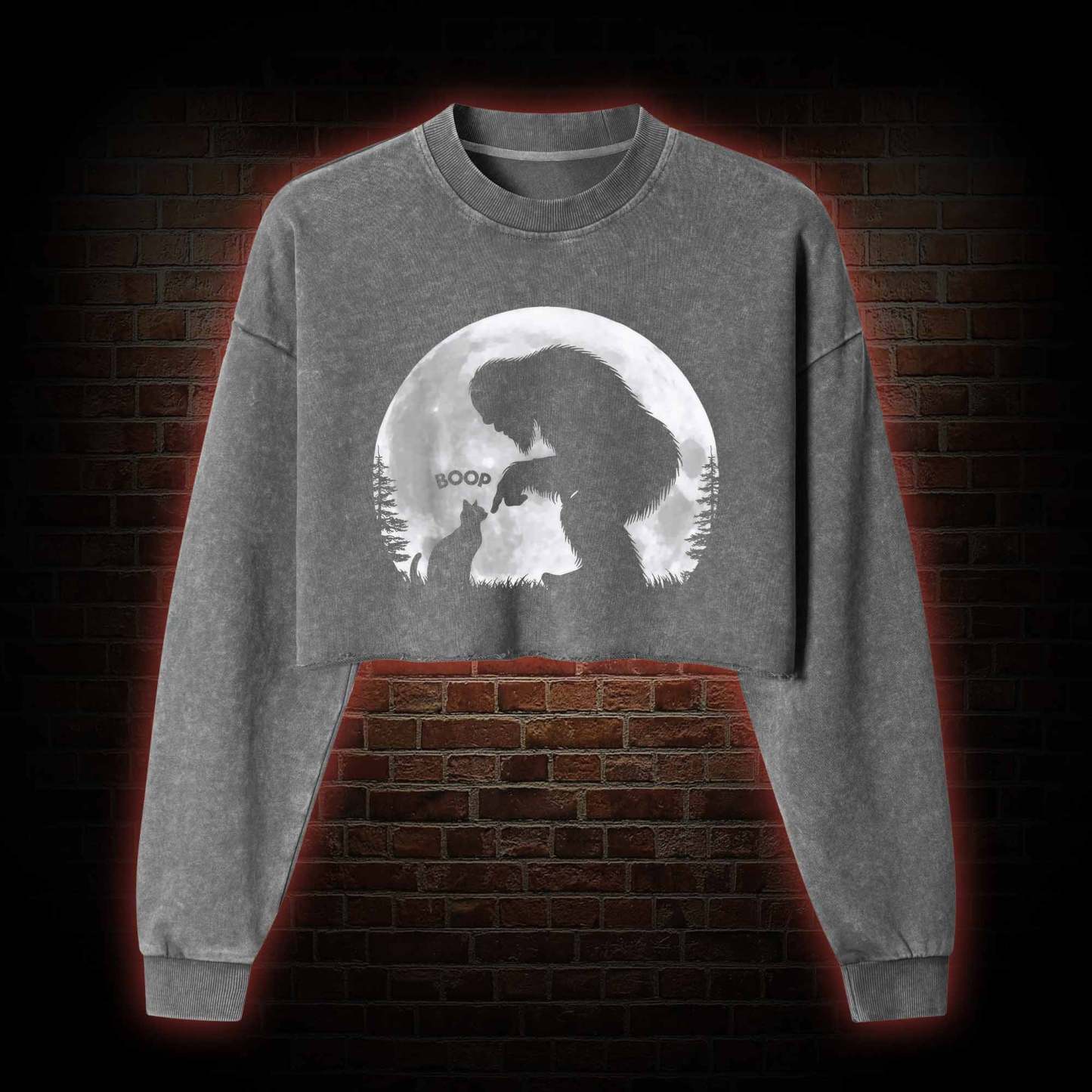 Hand Boop Nose Washed Cropped Sweatshirts