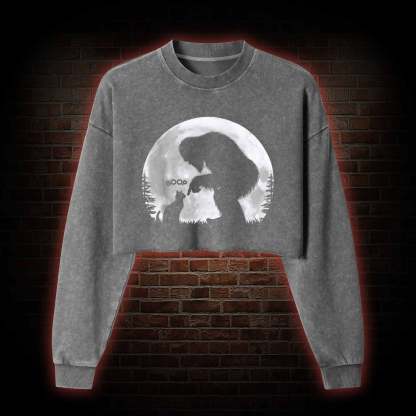 Hand Boop Nose Washed Cropped Sweatshirts
