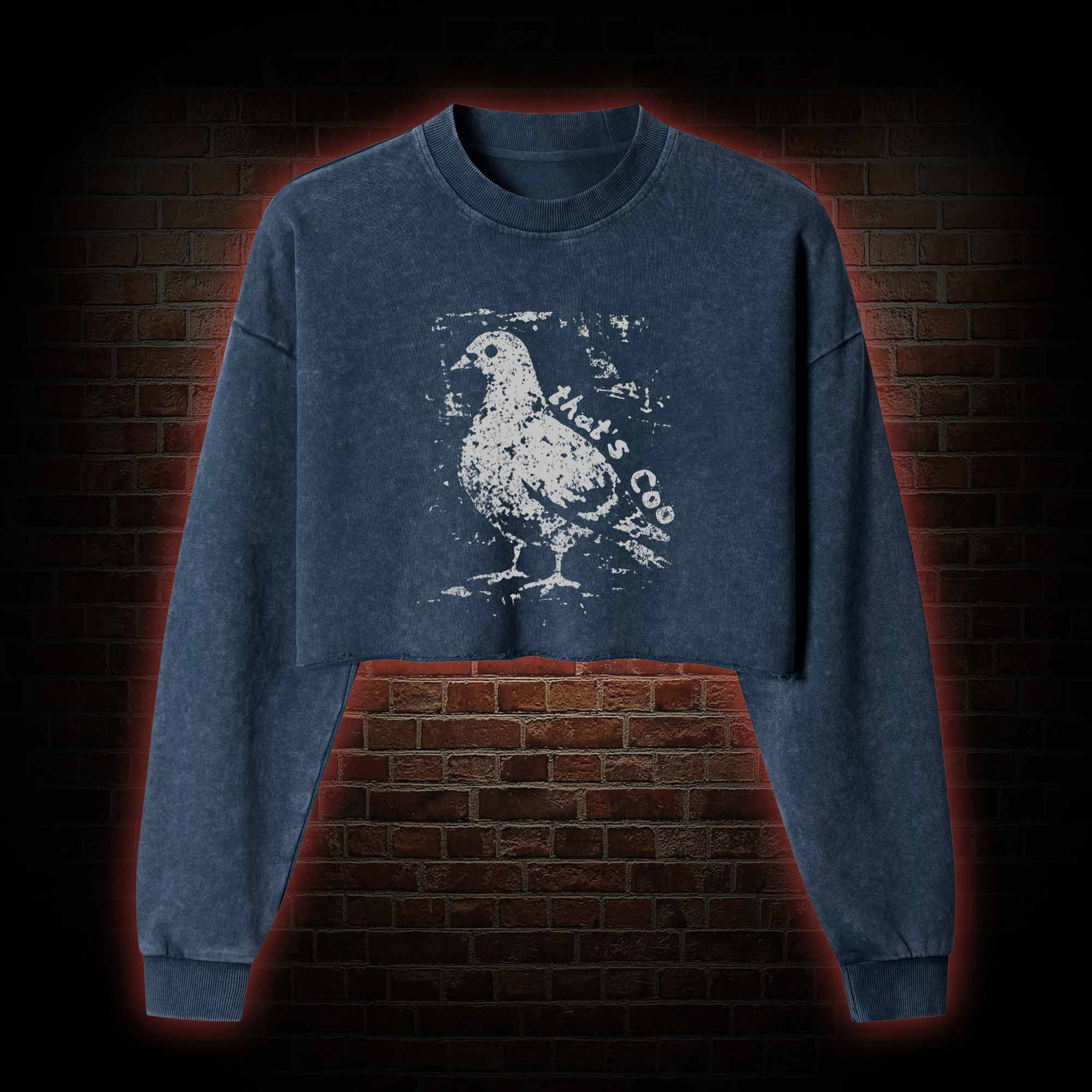 Pigeon Meme Washed Cropped Sweatshirts