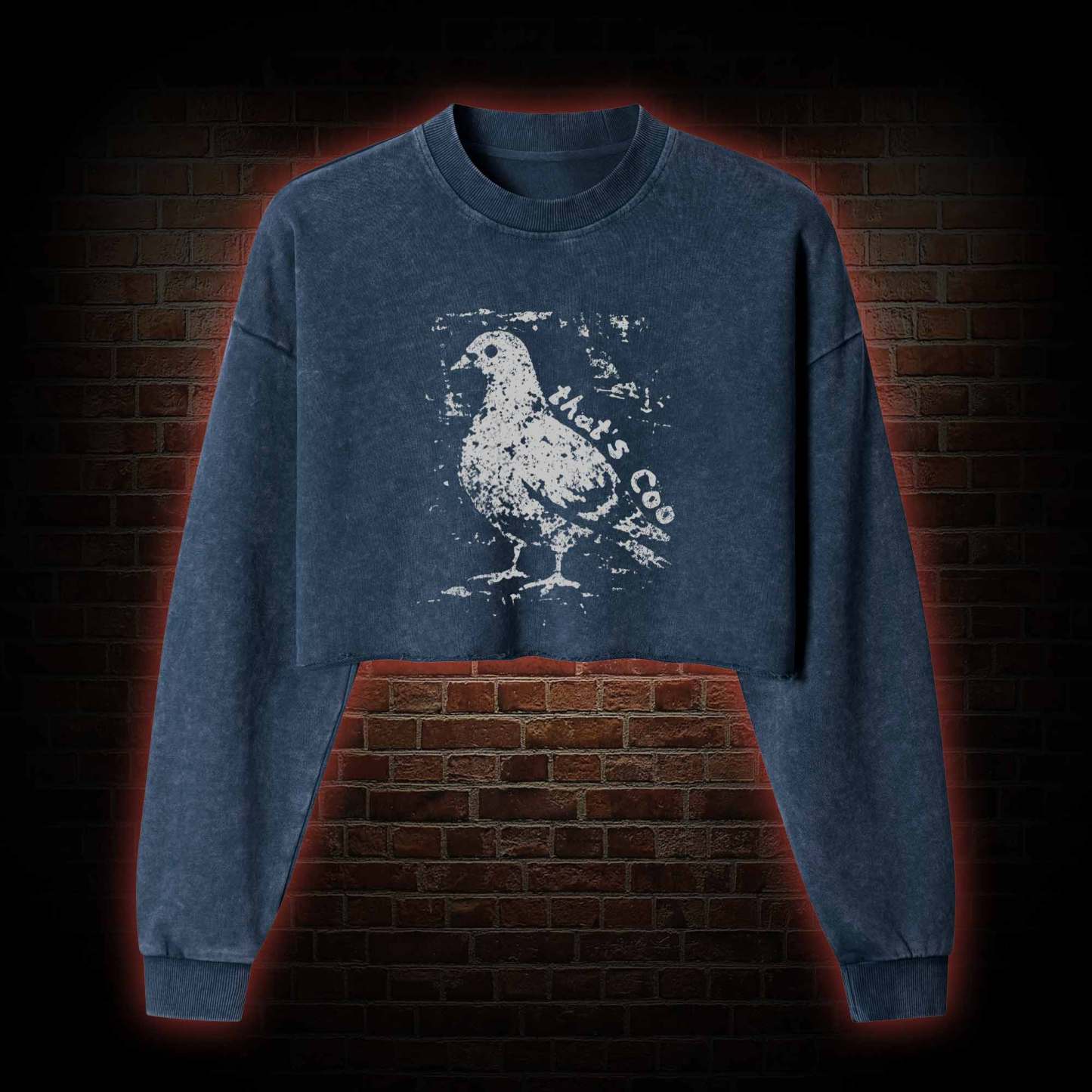 Pigeon Meme Washed Cropped Sweatshirts