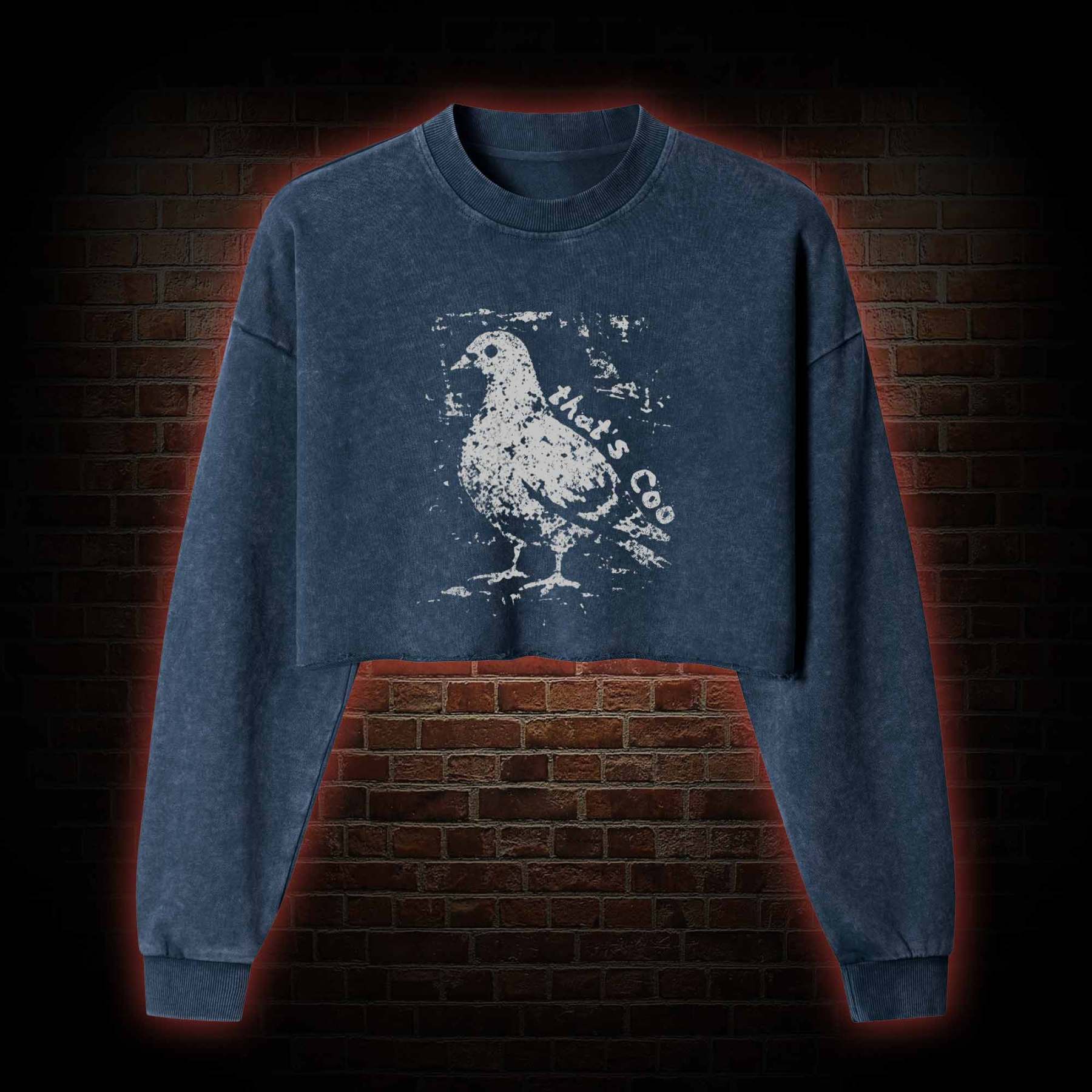 Pigeon Meme Washed Cropped Sweatshirts