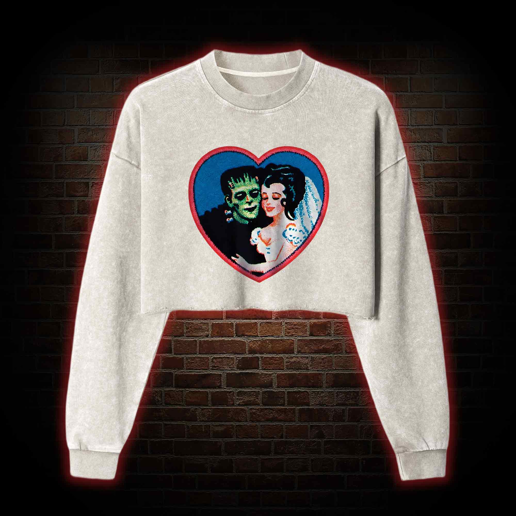 Monster Lover Washed Cropped Sweatshirts