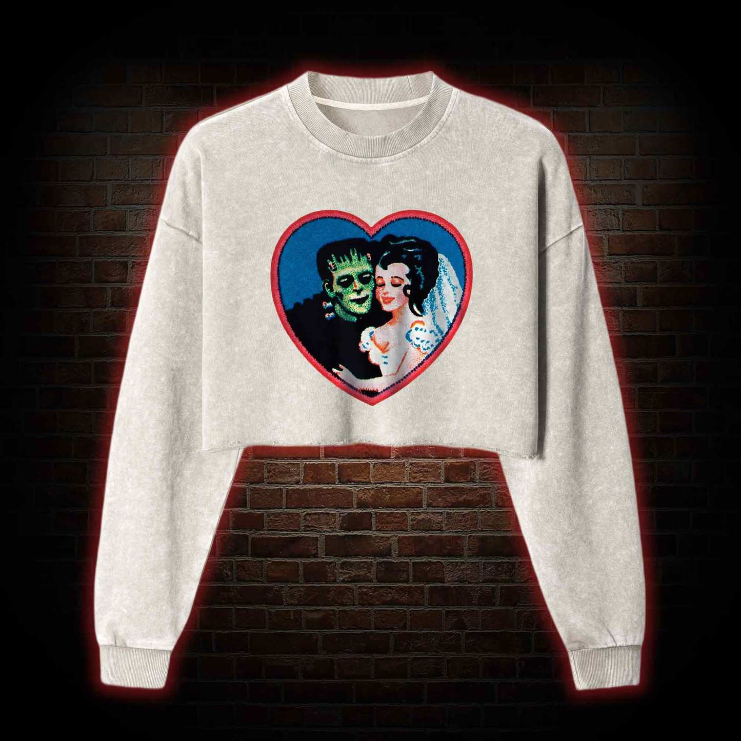 Monster Lover Washed Cropped Sweatshirts