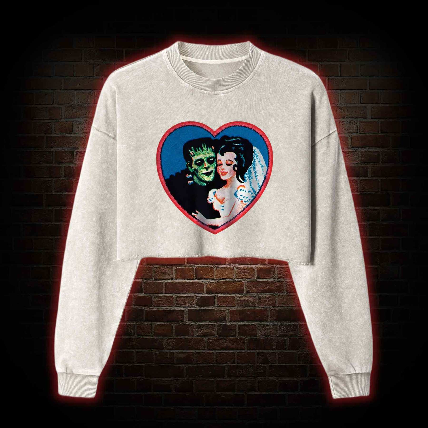 Monster Lover Washed Cropped Sweatshirts