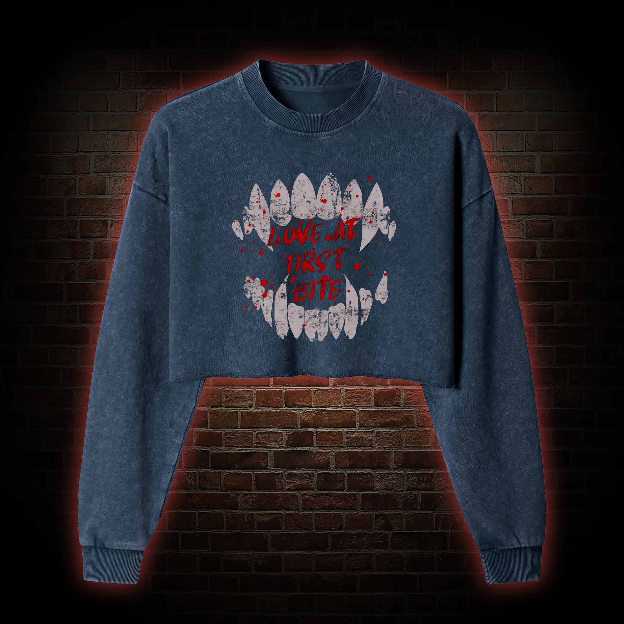 Love at First Bite Washed Cropped Sweatshirts