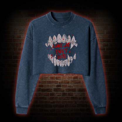 Love at First Bite Washed Cropped Sweatshirts
