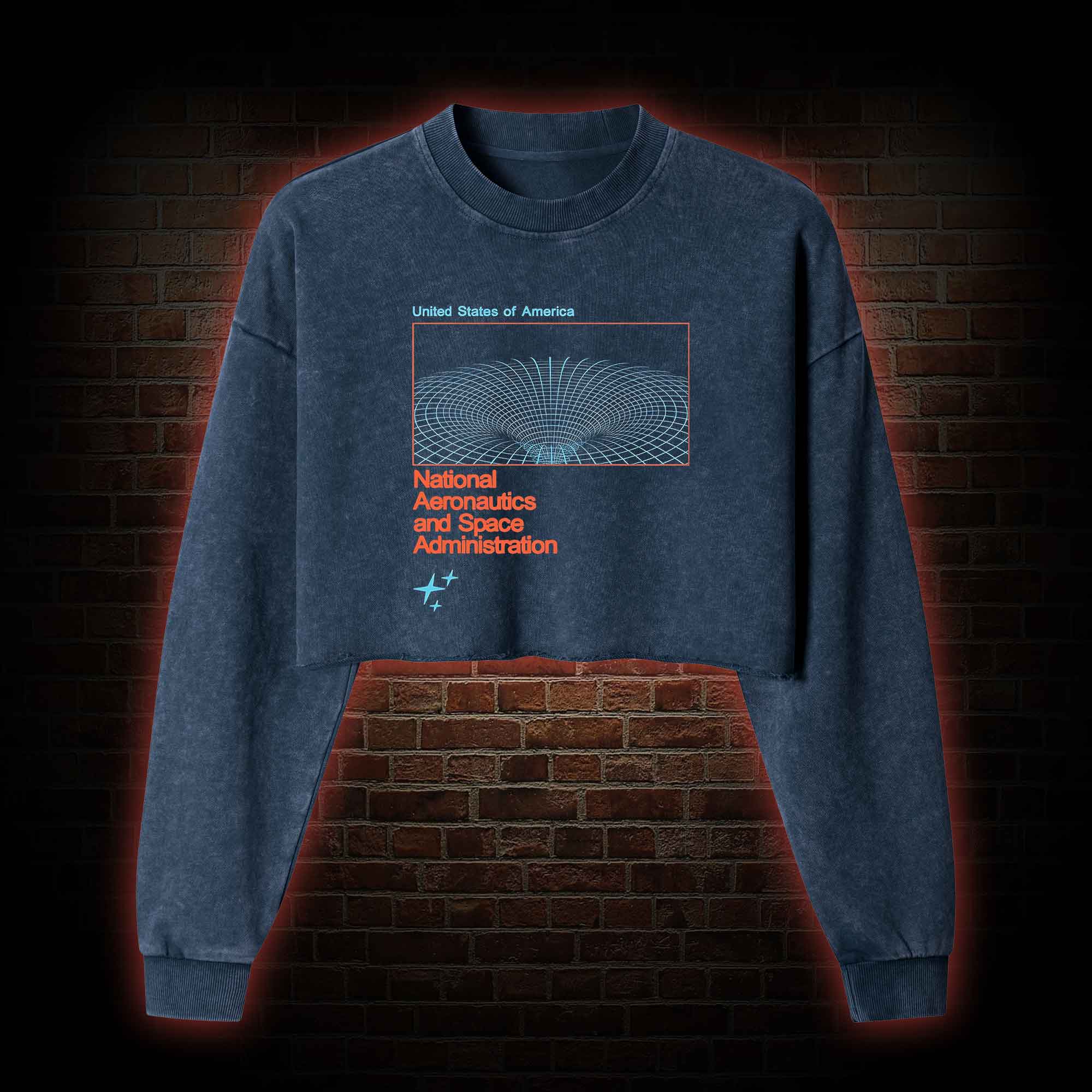 Wormhole Washed Cropped Sweatshirts