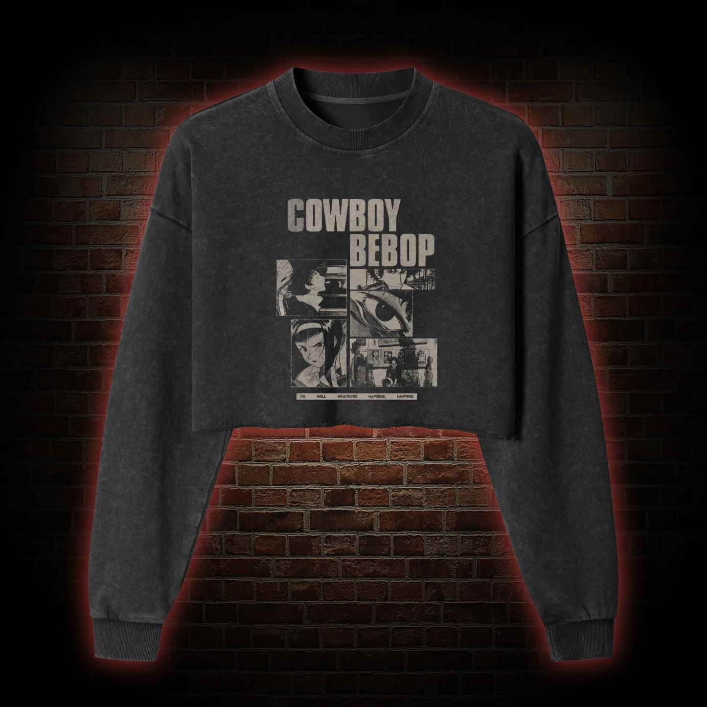 Whatever Happens Happens Washed Cropped Sweatshirts